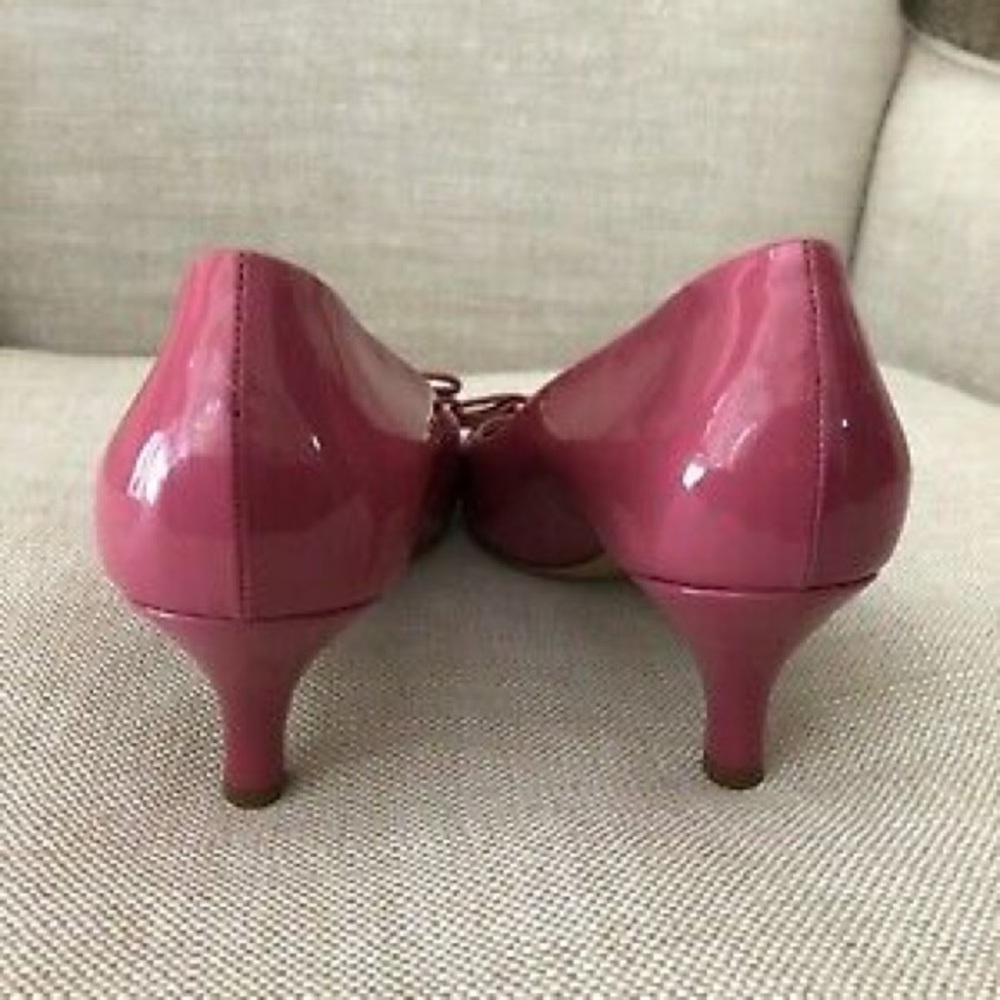 Ferragamo Vara Pumps Pink Patent Bow Kitten Heels - Picture 6 of 8
